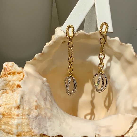 DAVID YURMAN Rare 18K Diamond Lantana Figaro Chain Earrings 💎💎💎 - Picture 3 of 13
